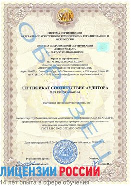 Образец сертификата соответствия аудитора №ST.RU.EXP.00006191-1 Кировск Сертификат ISO 50001